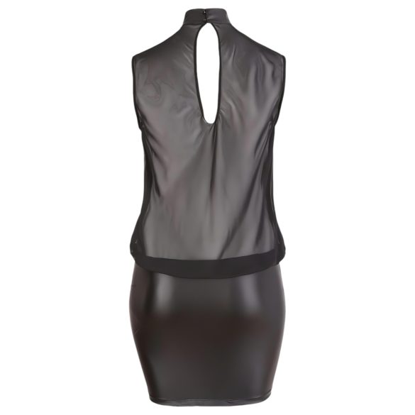 Cottelli Plus Size - seksi haljina od sjajnog šifona - crna - 2XL