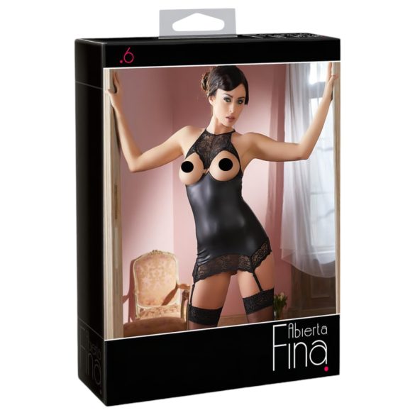 Abierta Fina - odvažno sjajna mini haljina (crna) - XL