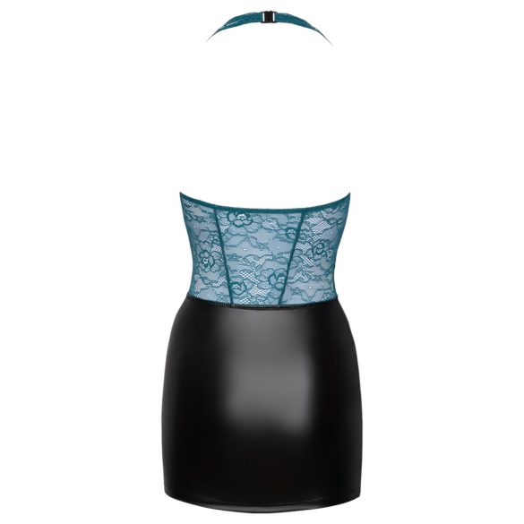 Cottelli - haljina s vezicama i čipkom - sjajna - crno-zelena - XL