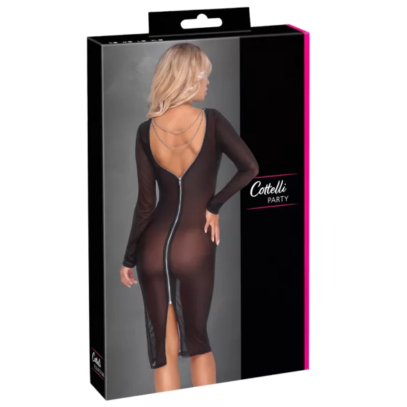 Cottelli Party - prozirna haljina s patentnim zatvaračem - crna