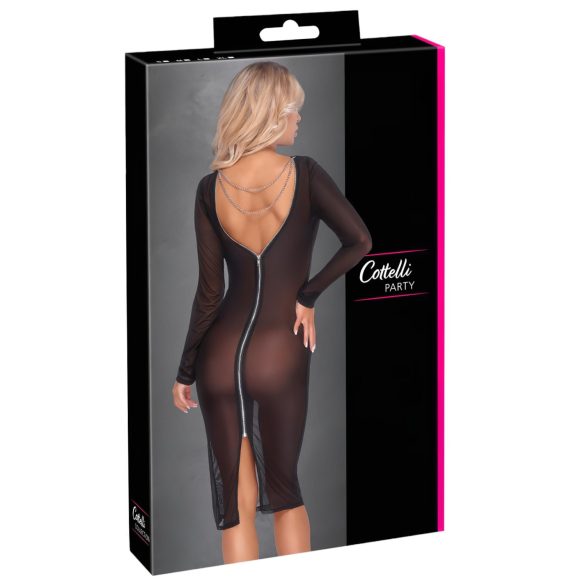 Cottelli Party - prozirna haljina s patentnim zatvaračem - crna - L