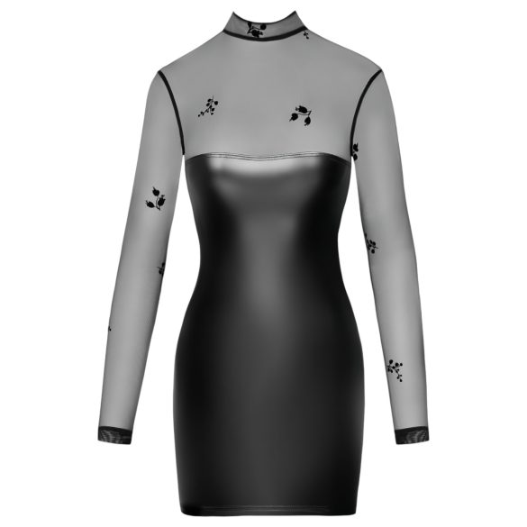 Noir - prozirna haljina s sjajnim gornjim dijelom - crna - L