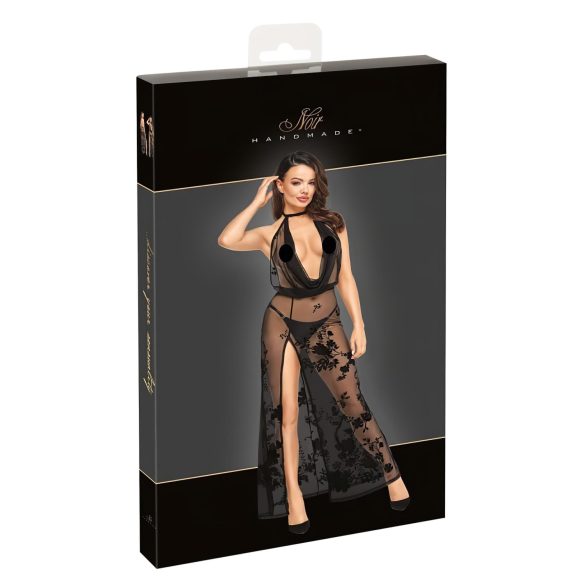 Noir - potpuno prozračna haljina s cvjetnim uzorkom (crna)