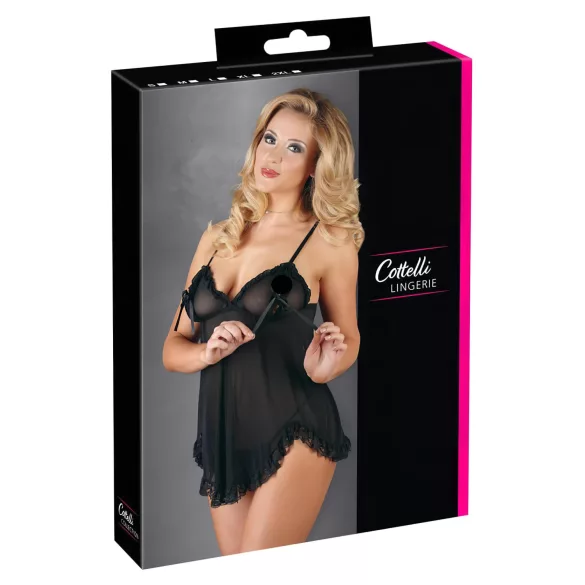 Cottelli - Babydoll s volanima - crna - L