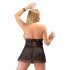 Cottelli Plus Size - lepršavi čipkasti babydoll (crni) - 2XL
