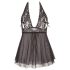 Cottelli Plus Size - lepršavi čipkasti babydoll (crni) - 2XL