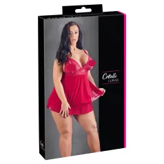 Cottelli Plus Size - babydoll s čipkom - crvena - plus size