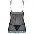 Obsessive - babydoll s vezom i tanga - crna tirkizna - L/XL
