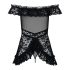 Obsessive Flores - volan baby doll i tanga (crna) - L/XL