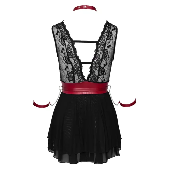 Cottelli Bondage - čipkasta babydoll haljina s ovratnikom (crna)