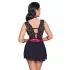 Cottelli Bondage - čipkasta babydoll haljina s ovratnikom (crna) - M