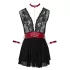 Cottelli Bondage - čipkasta babydoll haljina s ovratnikom (crna) - M