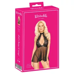 Kissable - babydoll s čipkom i ovratnikom - crna