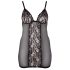 Cottelli Plus Size - crna čipkasta prozirna spavaćica - 4XL