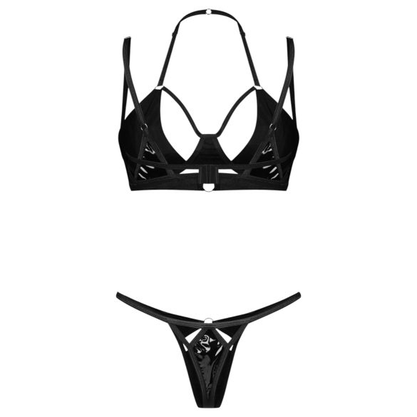 Obsessive Keira Lise - sjajni set grudnjaka - crna - L/XL