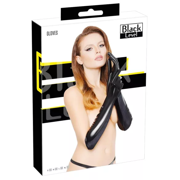 Black Level - sjajne lak rukavice - crne - XL
