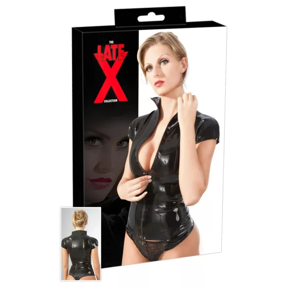 Late X ženska majica s kratkim rukavima na patentni zatvarač (crna) - 2XL