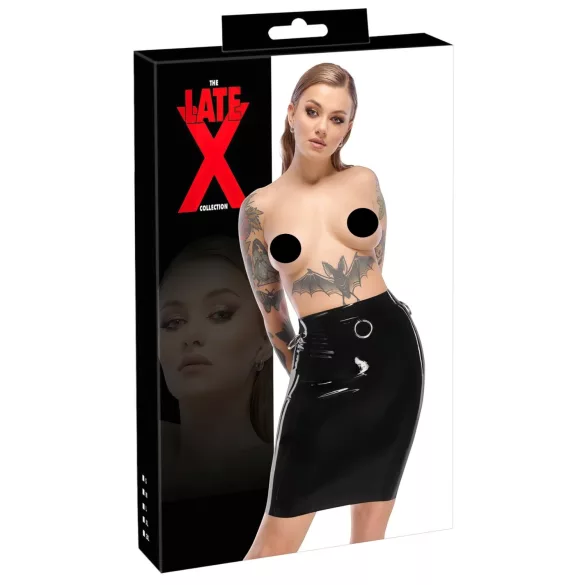 LATEX - crna midi suknja od lateksa - 2XL