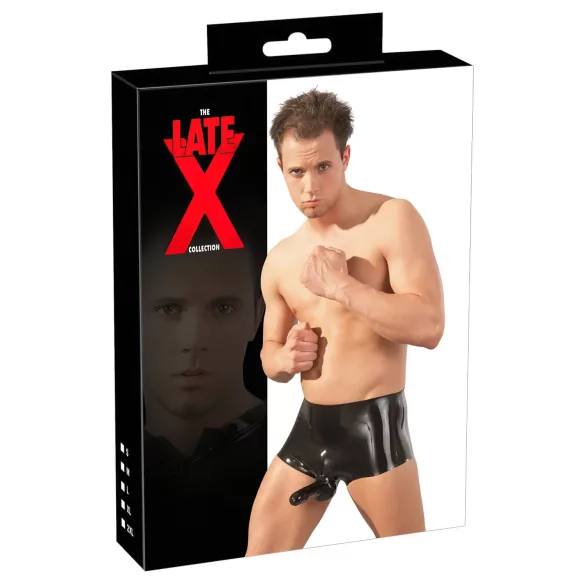 LATEX - bokserice s penis rukavcem - crna - L/XL