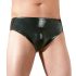 LATEX - muške gaćice s unutarnjim penisom i analnim dildom (crne) - XL