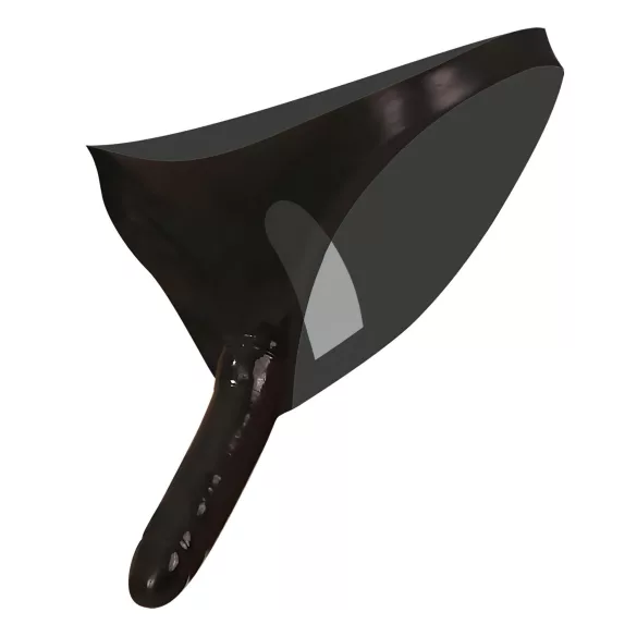 LATEX - donje rublje s unutarnjim i vanjskim dildom - crno (S-L)