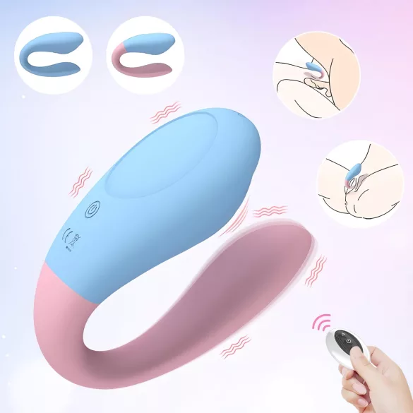 Mrow 03 - vibrator za parove - punjivi vodootporni - plava/roza