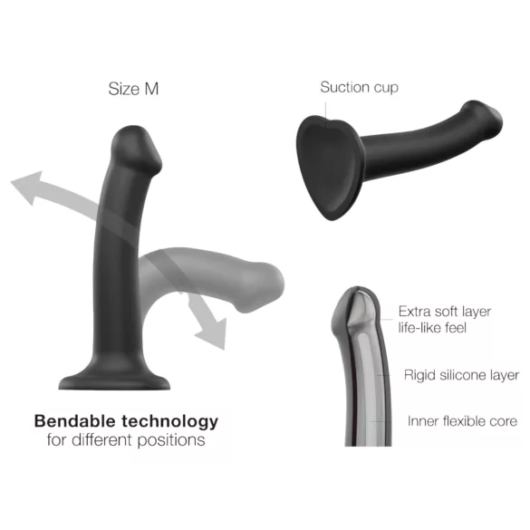Strap-on-me Dual S - dvostruki dildo - crna - dupla tekstura