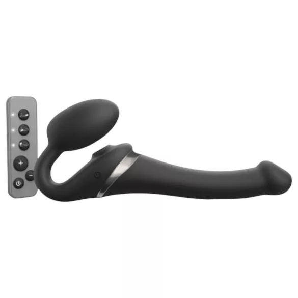 Strap-on-me S - vibrator s remenom i zračnim valovima - silikon crni