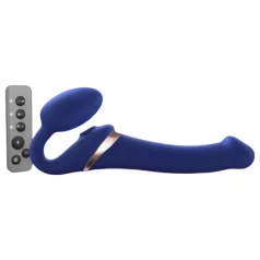   Strap-on-me M - strap on vibrator s valovima zraka - silikon plavi