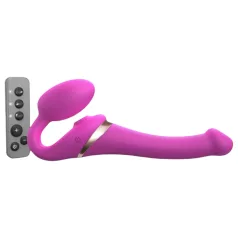   Strap-on-me S - strap-on vibrator sa zračnim valovima - silikon, roza