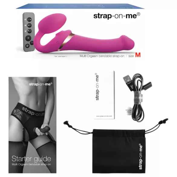 Strap-on-me M - pripadajući, zračnim valovima vibrator (rozi)