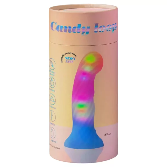 Love to Love Candy Loop - svjetleći silikonski dildo s LED osvjetljenjem (roza-plava) - 16,9 cm