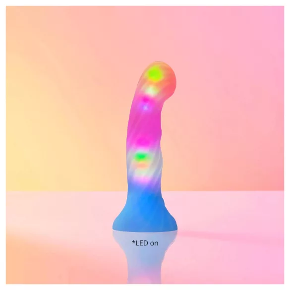 Love to Love Candy Loop - svjetleći silikonski dildo s LED osvjetljenjem (roza-plava) - 16,9 cm