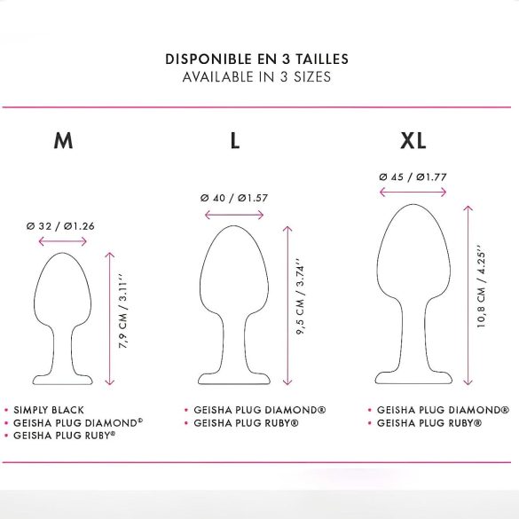 Dorcel - analni čep s ružičastim kamenom - srednja veličina - crni