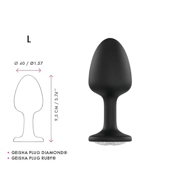Dorcel Geisha Plug Diamond L - analni plug s bijelim kamenom (crni)