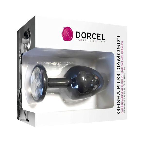 Dorcel Geisha Plug Diamond L - analni plug s bijelim kamenom (crni)
