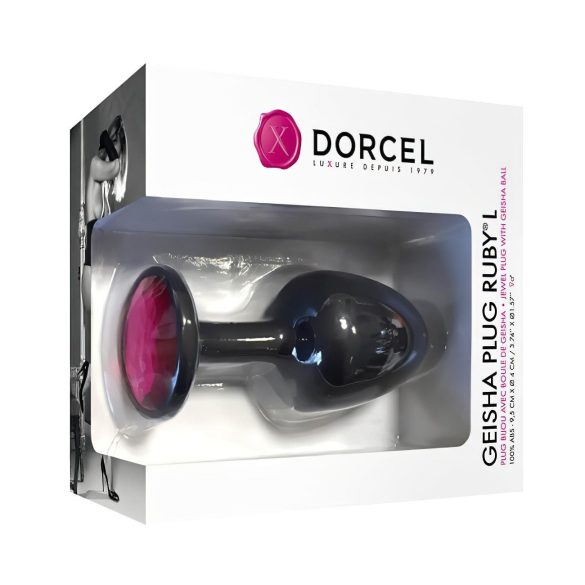 Dorcel Geisha Plug Ruby L - crni analni plug s ružičastim kamenom