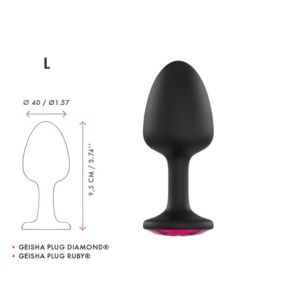 Dorcel Geisha Plug Ruby L - crni analni plug s ružičastim kamenom