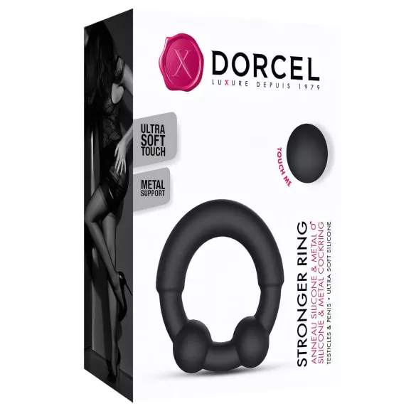 Dorcel - penis prsten s metalnim umetkom - crni