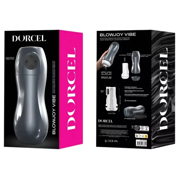 Dorcel Blowjoy Vibe - masturbator na baterije sa funkcijom sisanja i vibracija (sivi)