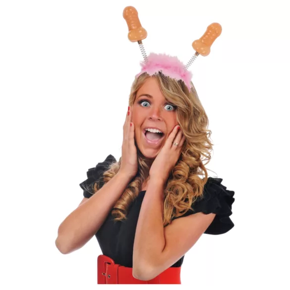 Péniszes fejpánt - seksi dodatak za zabavu - roza/natur