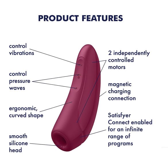 Satisfyer Curvy 1+ - vibrator za klitoris s valovima zraka - crveni