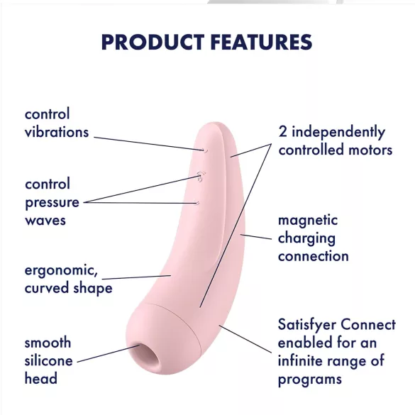 Satisfyer Curvy 2+ - pametni stimulator klitorisa s valovima zraka - rozi