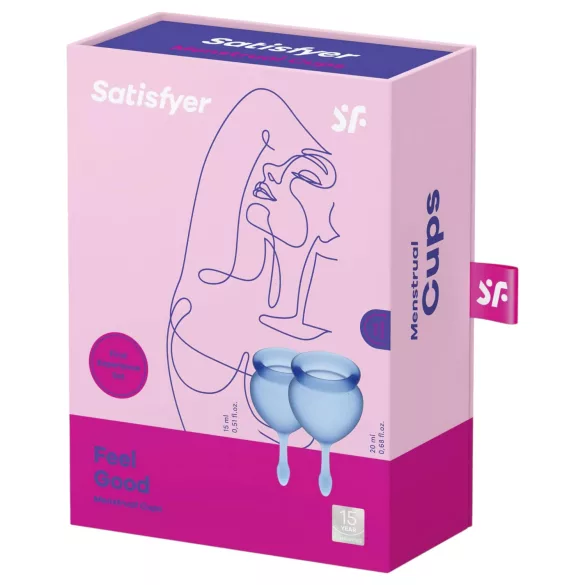 Satisfyer Feel Good - set silikonskih menstrualnih čašica (plava, 2 kom)