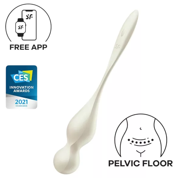 Satisfyer Love Birds 1 - vibrirajuća gejša kuglica s upravljanjem putem aplikacije (bijela)