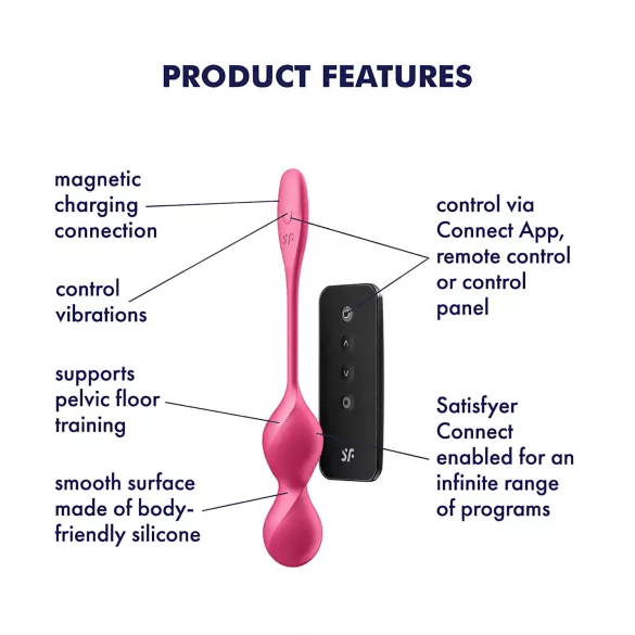 Satisfyer Love Birds 2 - vibracijska gejša kuglica s upravljanjem putem aplikacije (roza)