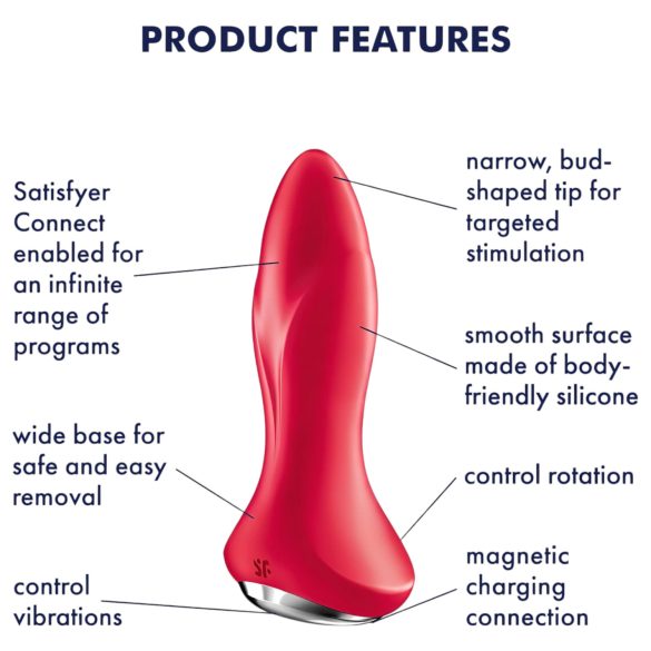 Satisfyer Rotator Plug 1 - analni vibrator s perlama - silikon crveni