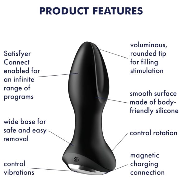 Satisfyer Rotator Plug 2 - analni vibrator s kuglicama - crni