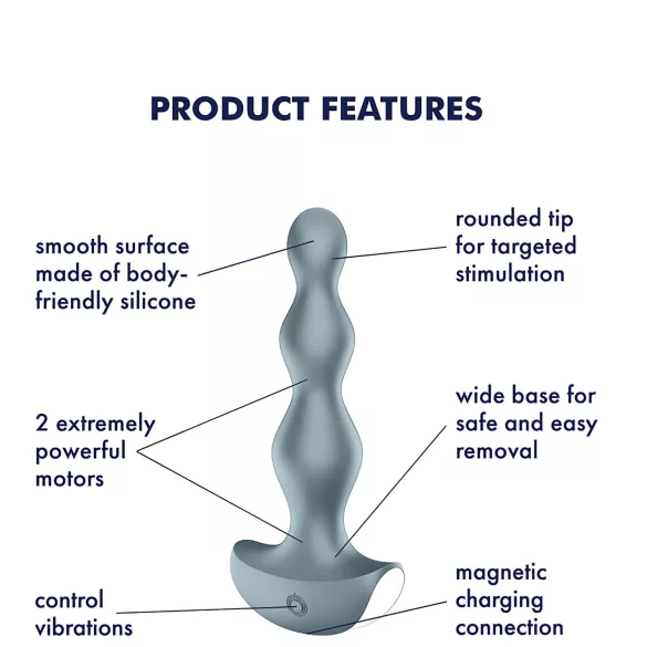 Satisfyer Lolli-Plug 2 - analni vibrator na punjenje - vodootporan - sivi