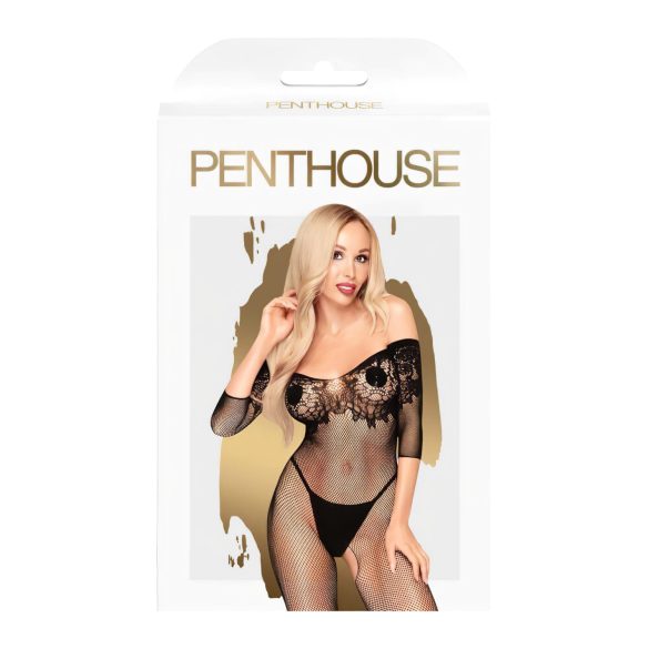 Penthouse High Profil - seksi bodystocking s cvjetnim uzorkom - crna